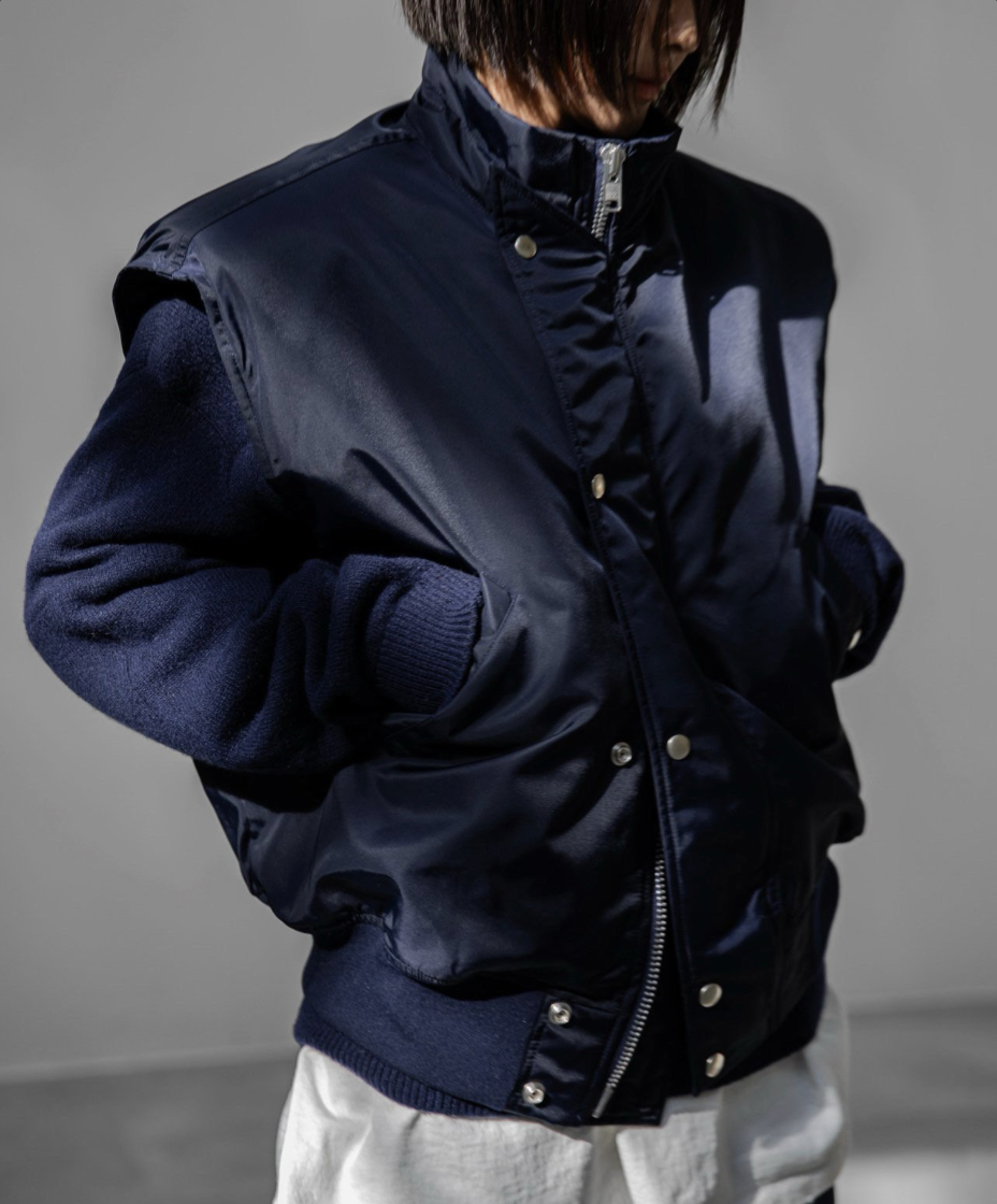 Oversized Padded Shoulder Bomber Vest