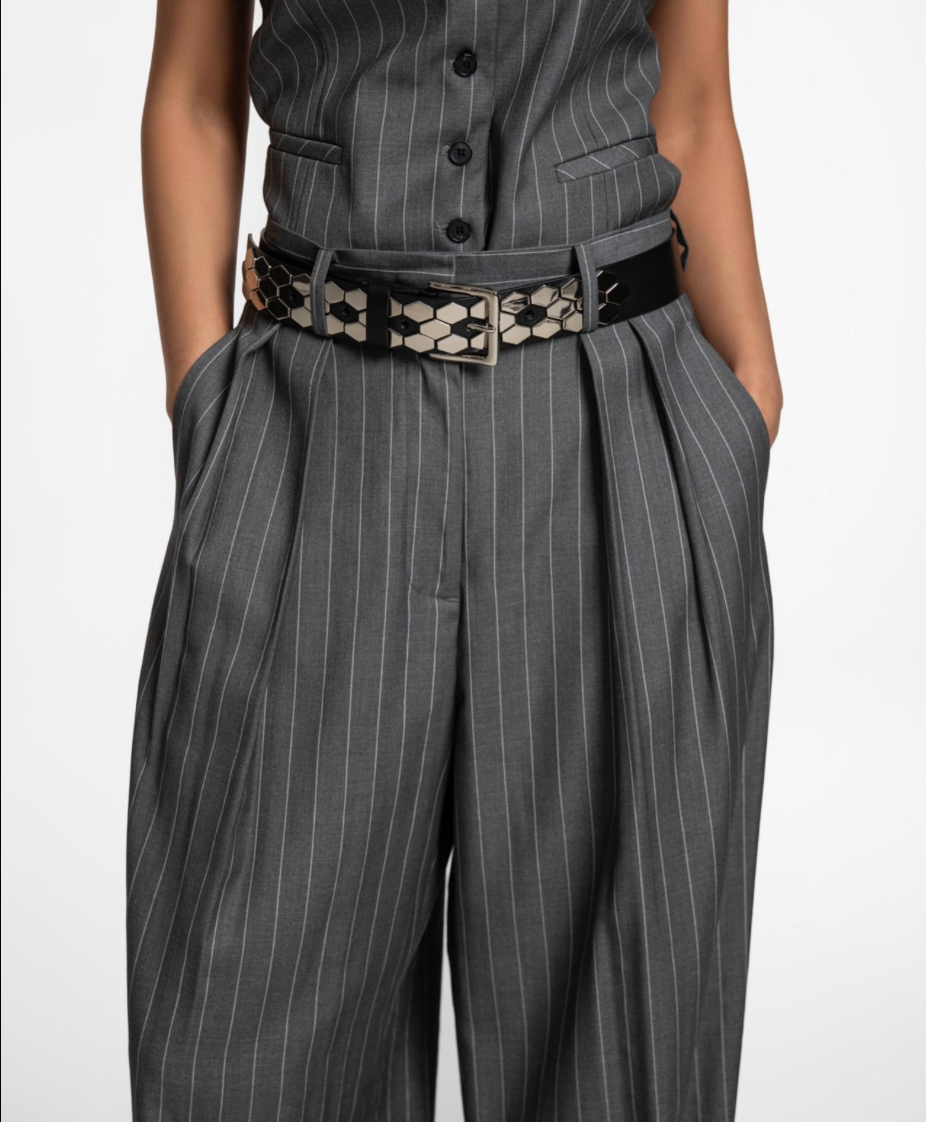 Lux Chunky Honeycomb Stud Leather Belt