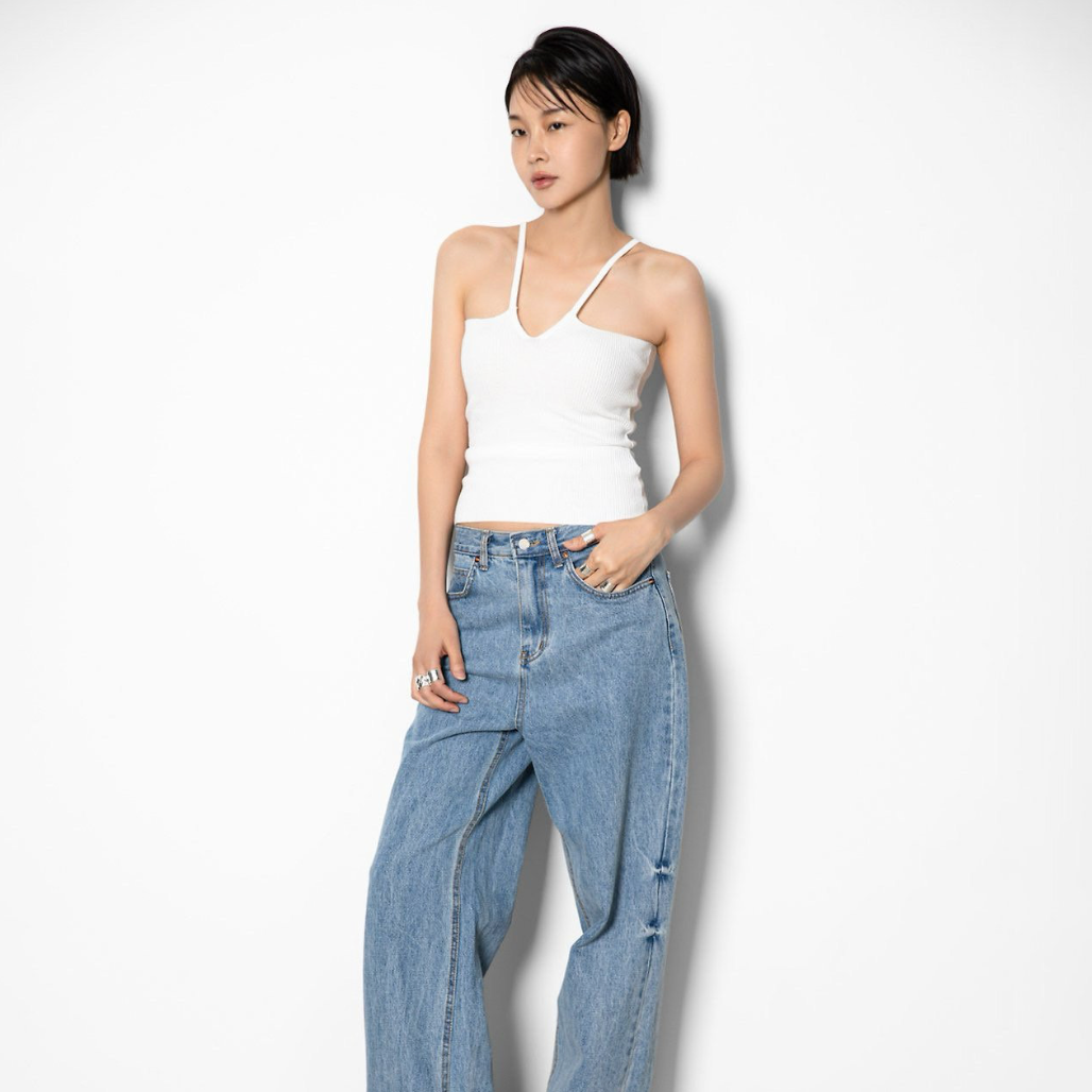 V Strap Knit Sleeveless Top