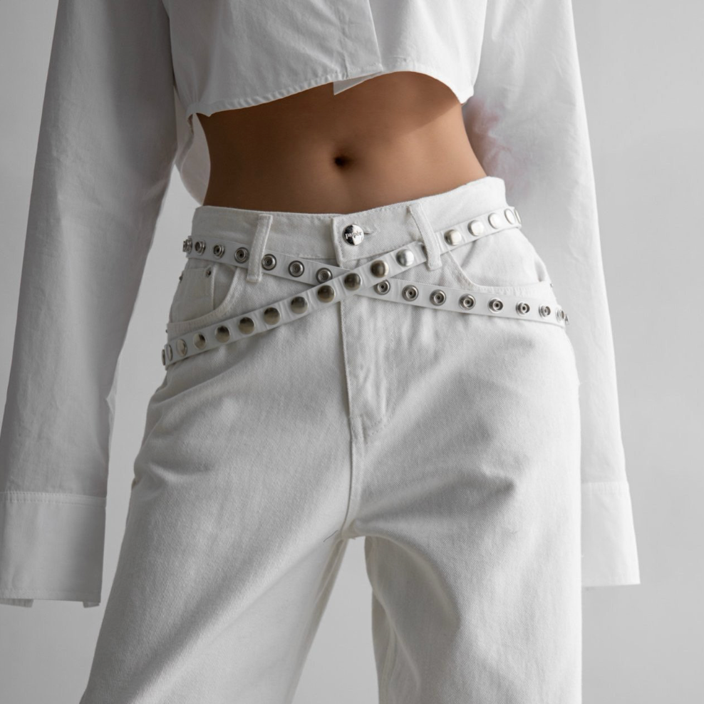 Snap Detail Two Stripe Belt