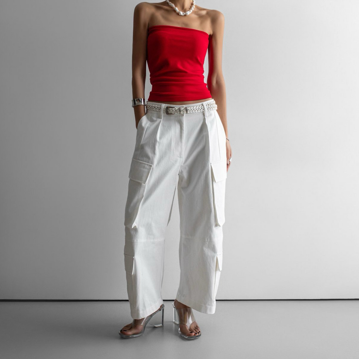 Double Cargo Pants - White - Preorder