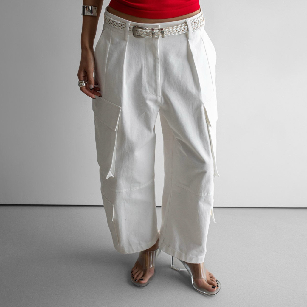 Double Cargo Pants - White - Preorder