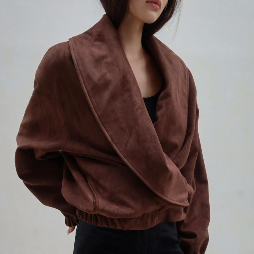 Faux Suede Wrap Jacket
