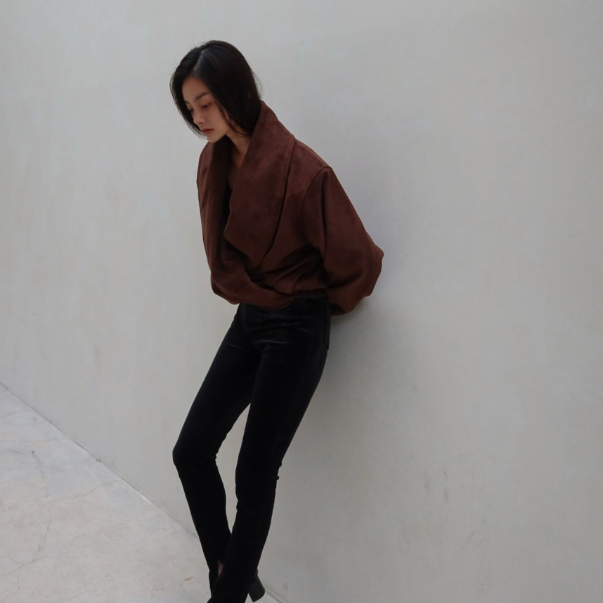 Faux Suede Wrap Jacket