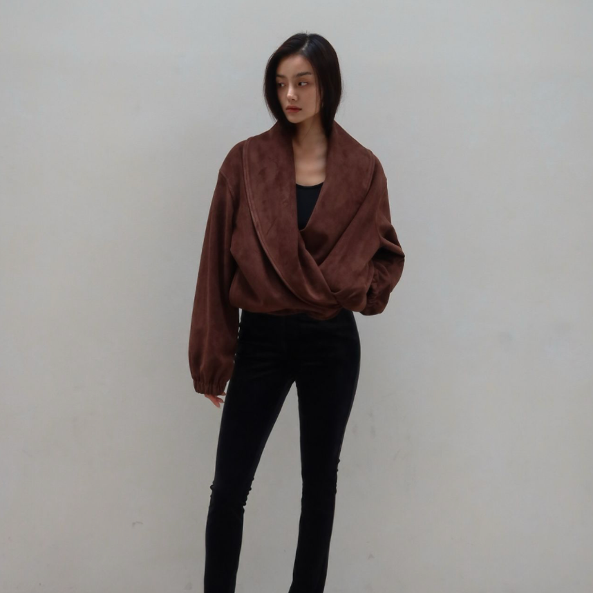 Faux Suede Wrap Jacket