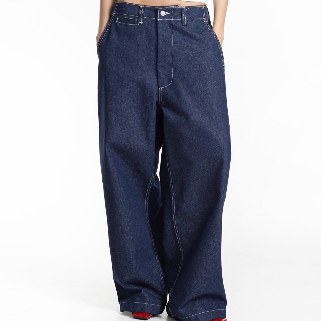 Stitched Detail Wide Denim