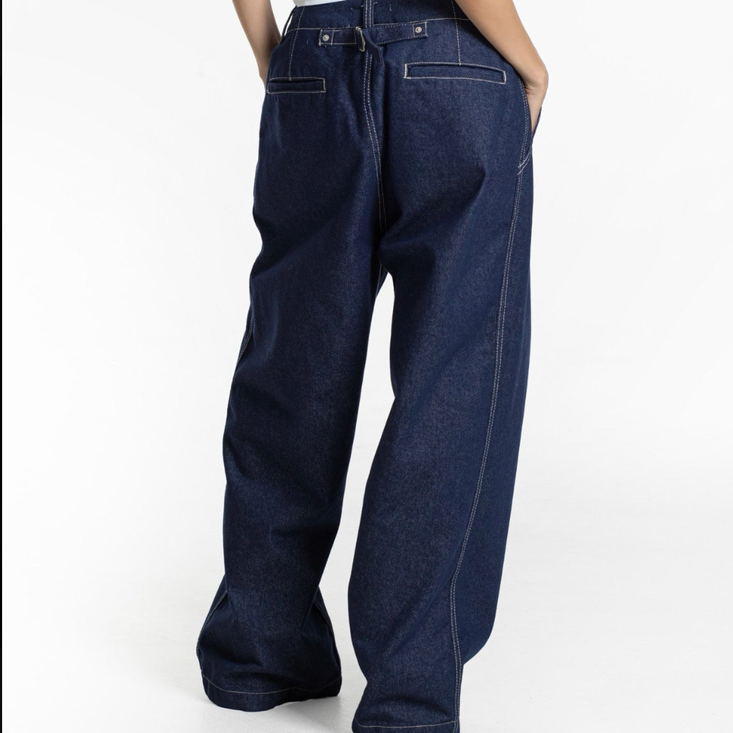 Stitched Detail Wide Denim