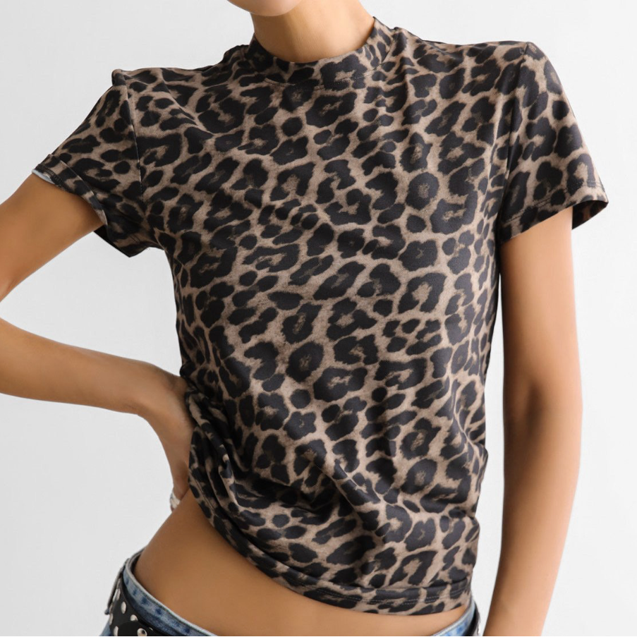 Leopard Print Fitted T-Shirt