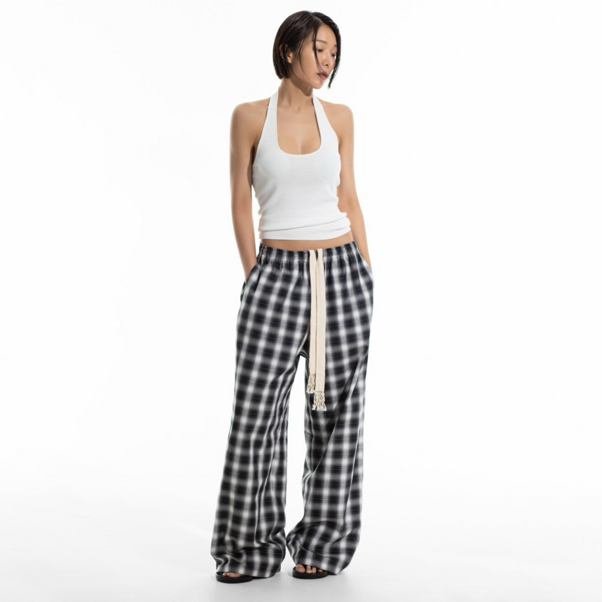 Oversized Plaid Check Trousers