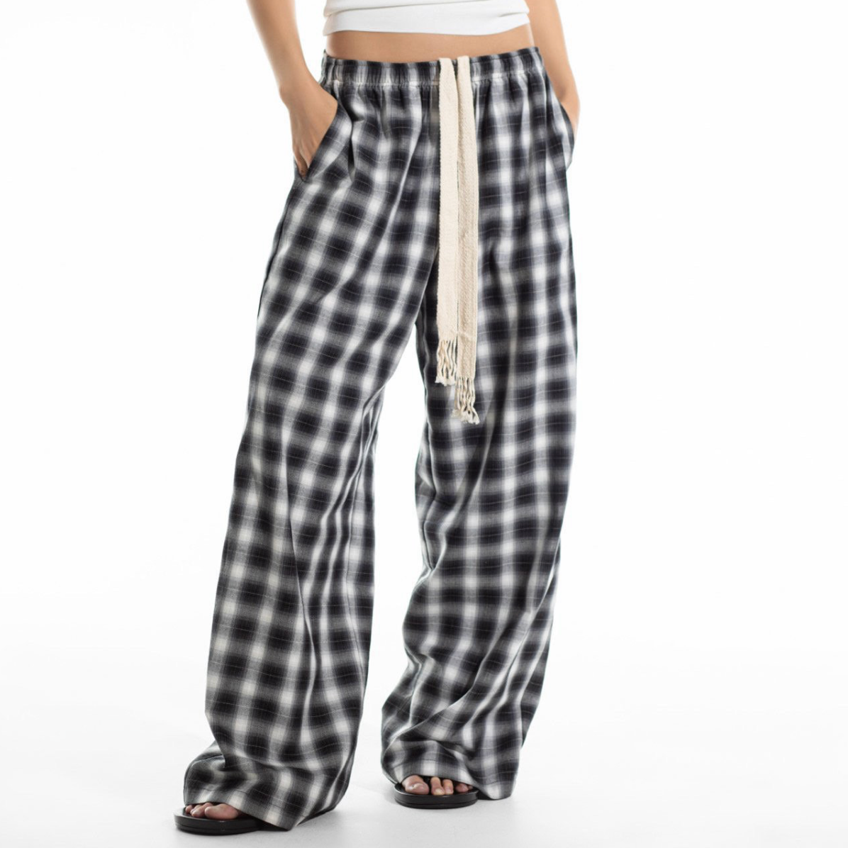 Oversized Plaid Check Trousers