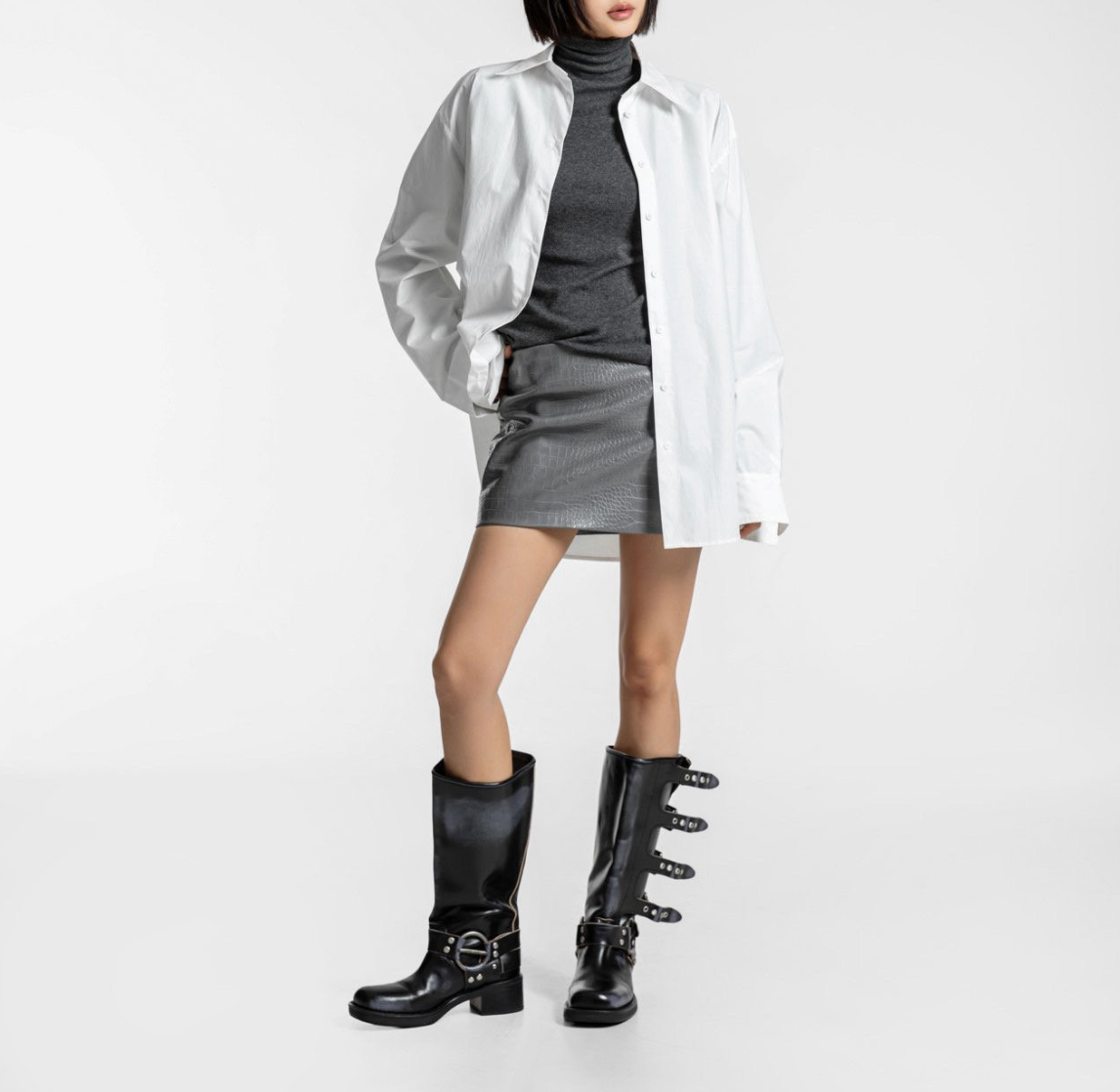 Crocodile Pattern Mini Skirt