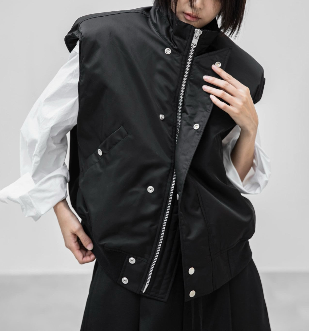 Oversized Padded Shoulder Bomber Vest