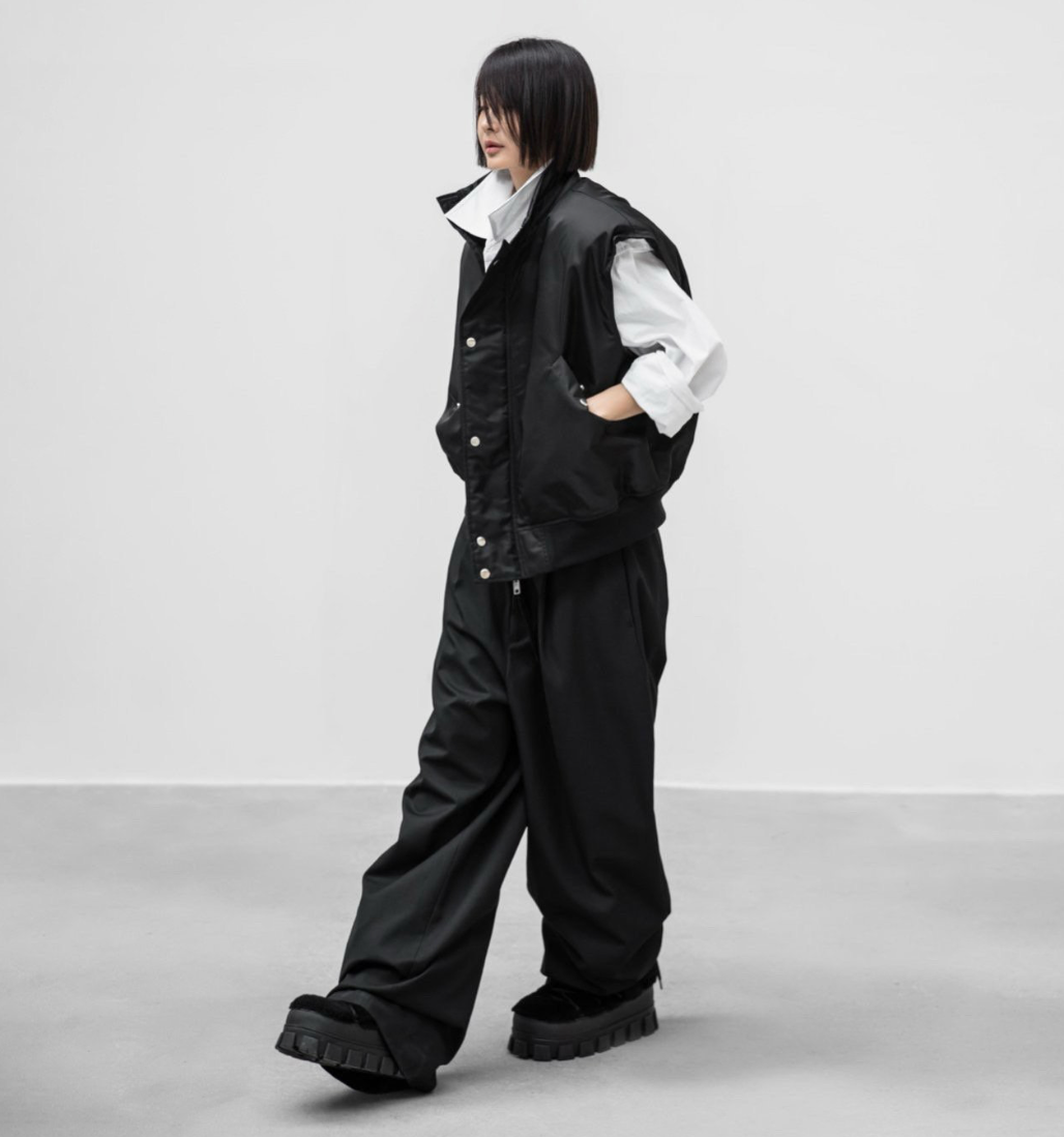 Oversized Padded Shoulder Bomber Vest