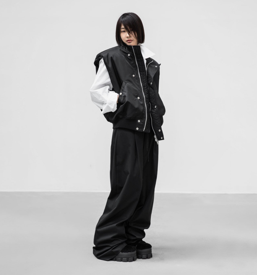 Oversized Padded Shoulder Bomber Vest