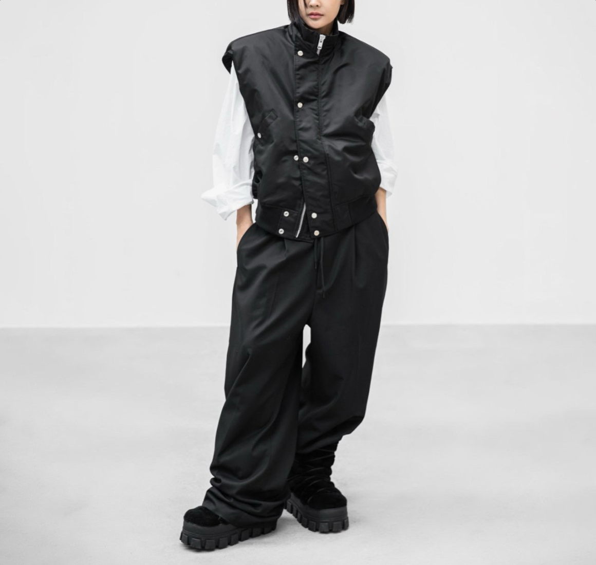 Oversized Padded Shoulder Bomber Vest