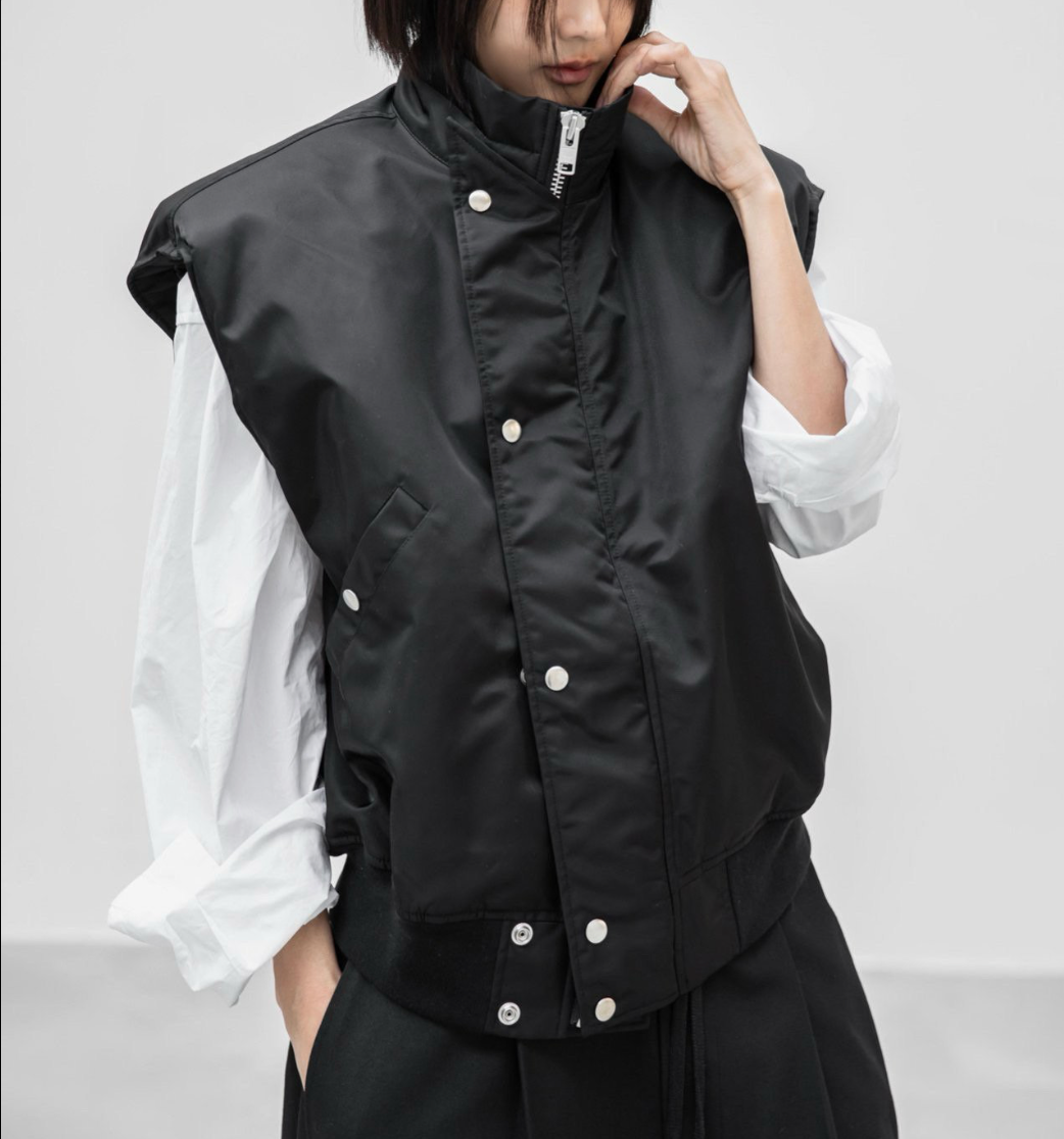 Oversized Padded Shoulder Bomber Vest