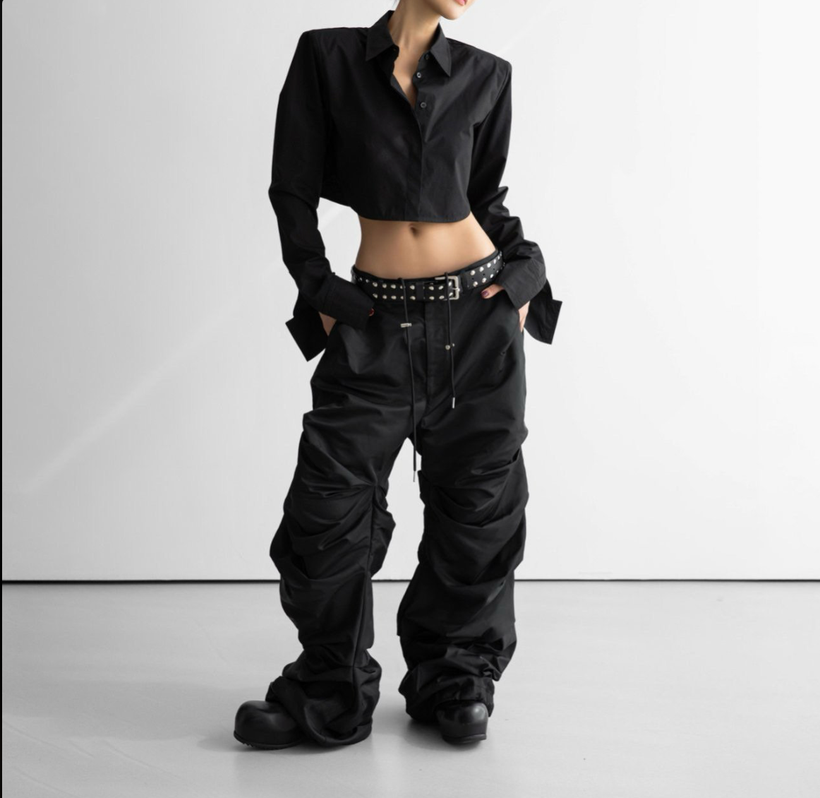 The Lux Shoulder Pad Cropped Shirt
