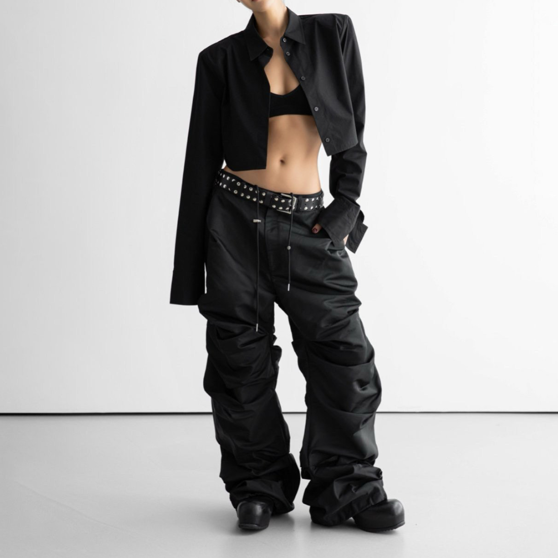 The Lux Shoulder Pad Cropped Shirt