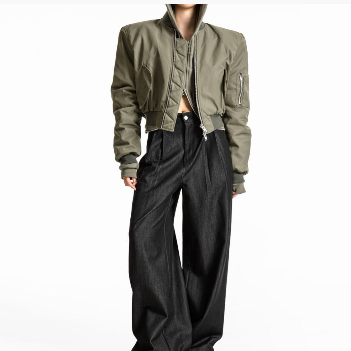 Cropped Bomber Jacket