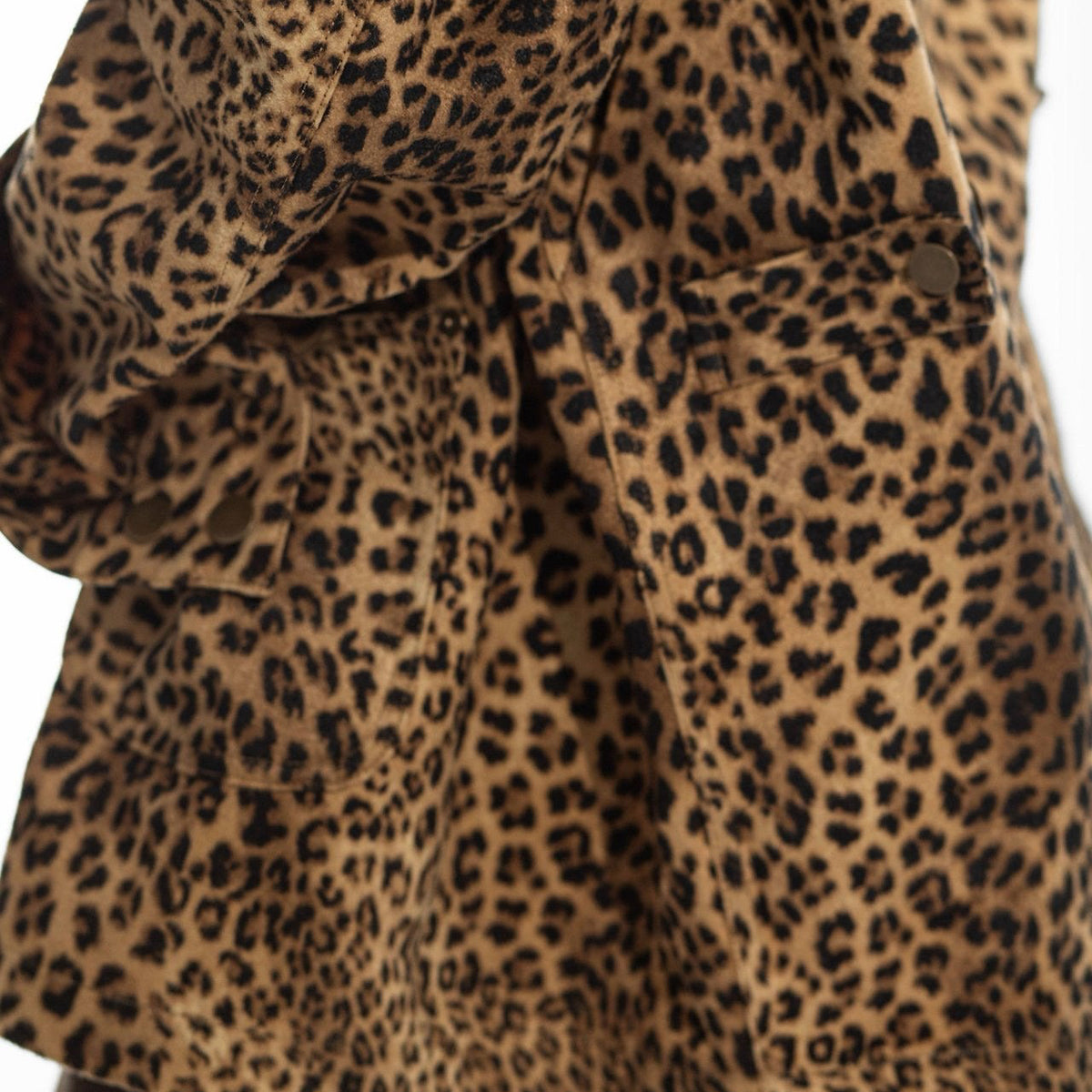 Oversized Leopard Leather Collar Jacket