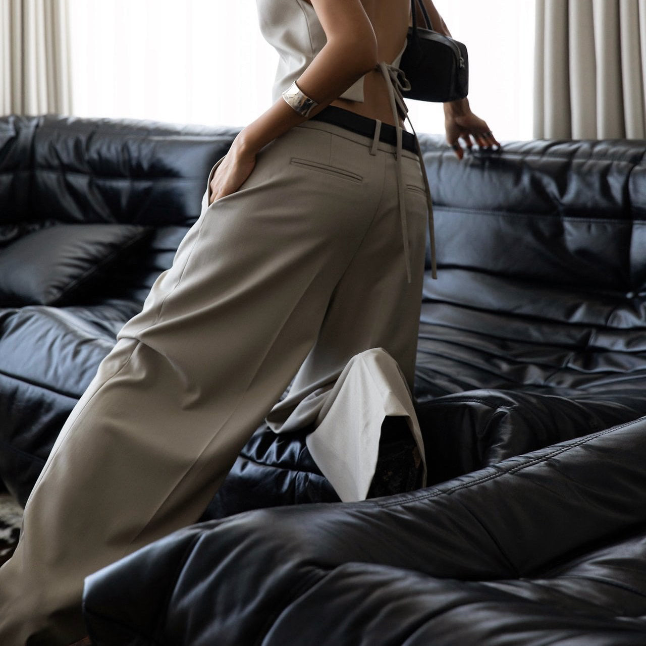 Wool Silk Low Trousers