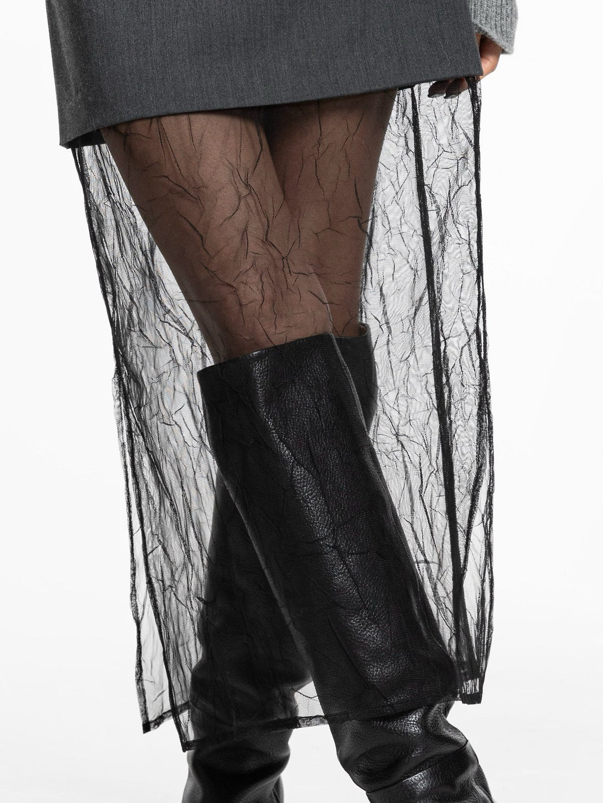 Mesh Slit Pencil Skirt