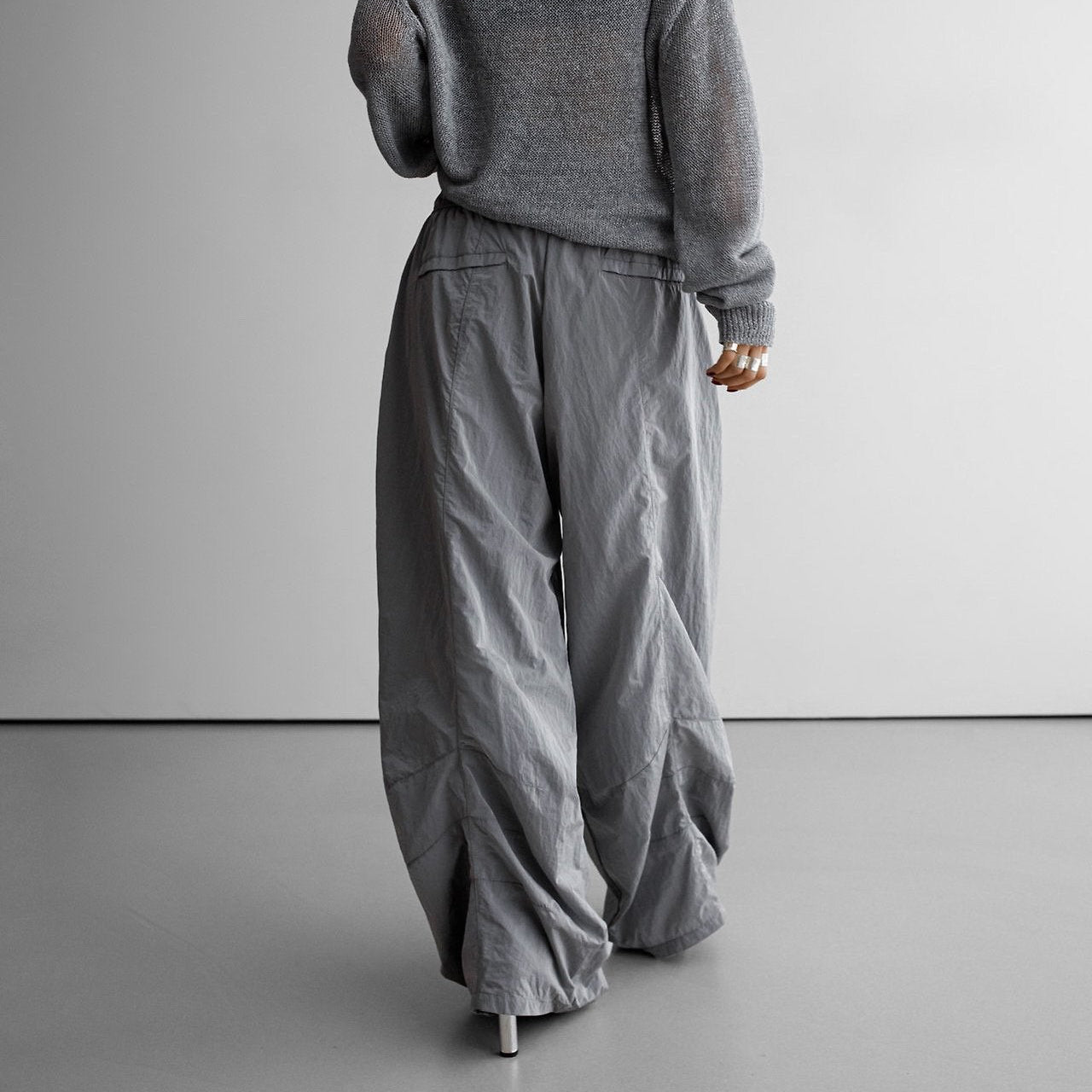 Silver Drawstring Twist Trousers