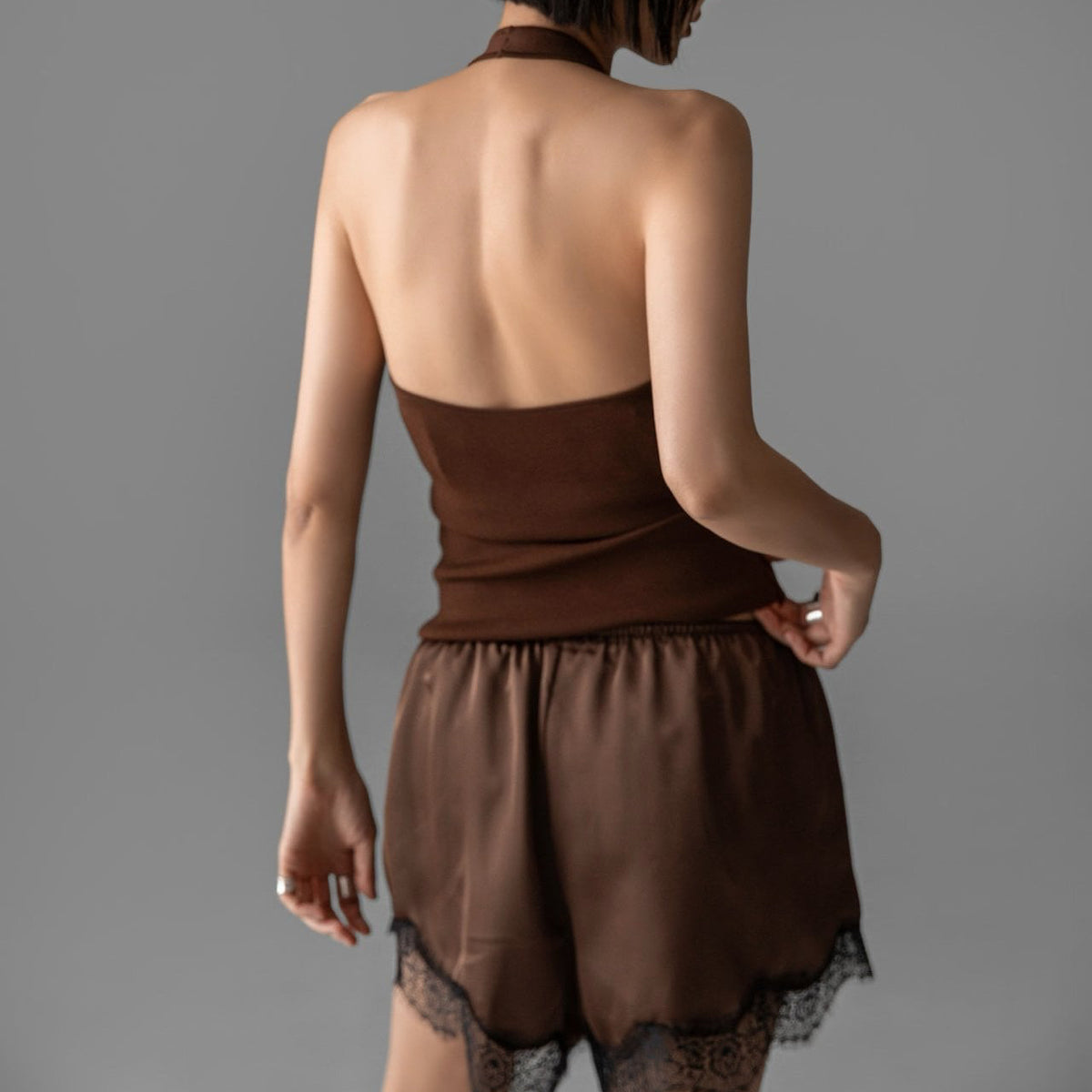 Lace Trim Satin Shorts