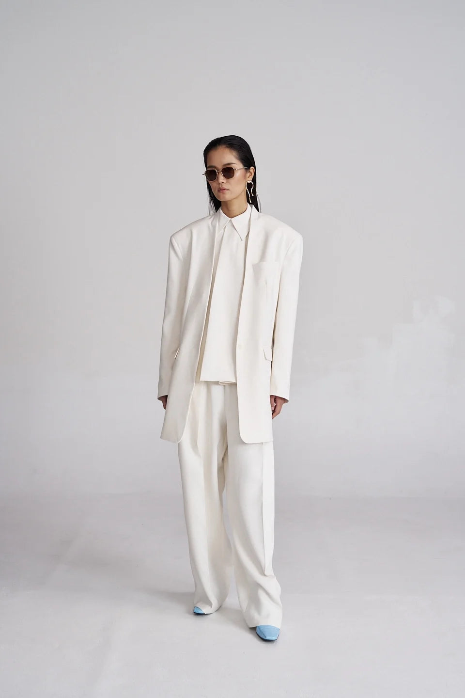 Long White Linen Coat