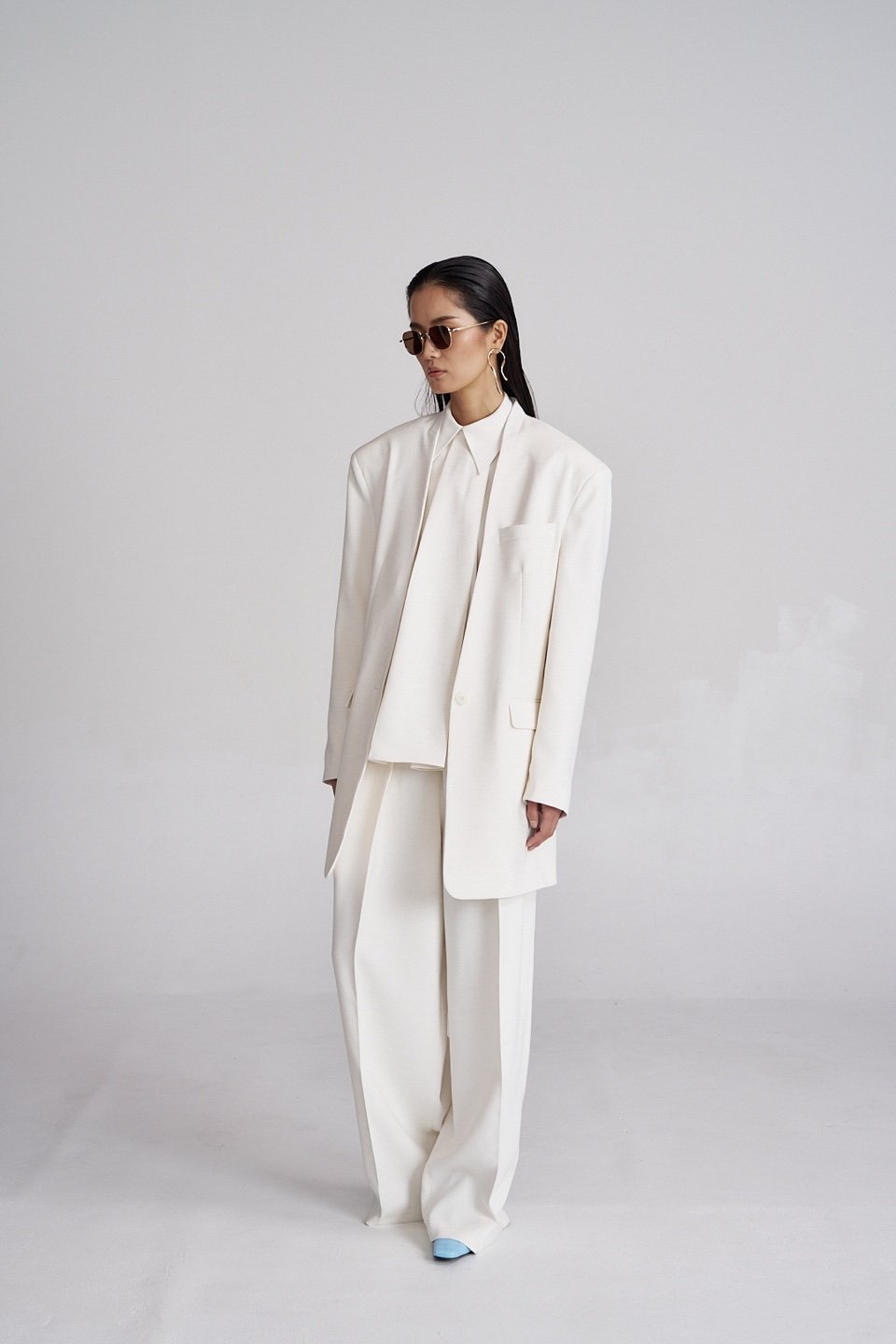 Long White Linen Coat