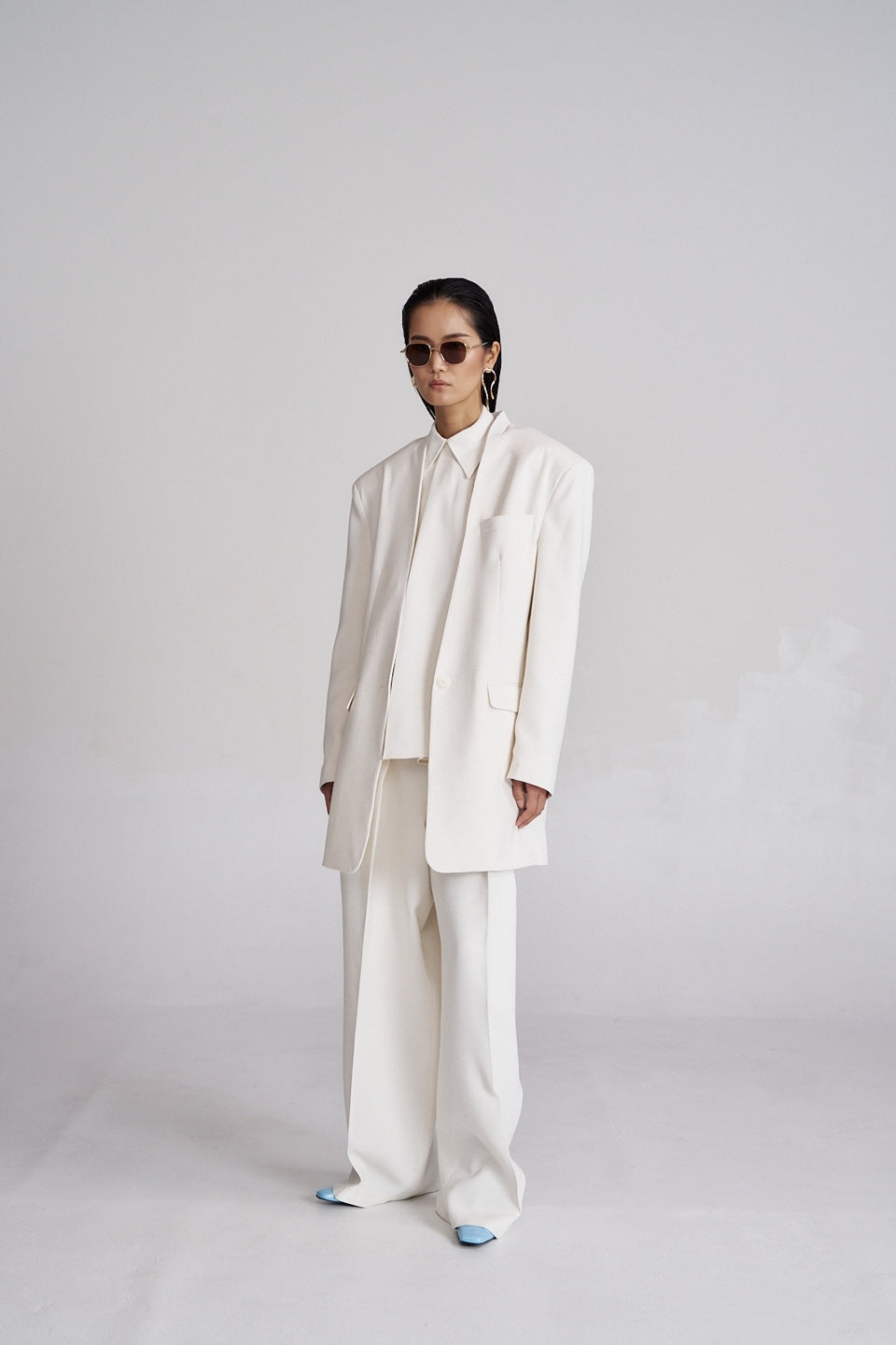 Long White Linen Coat